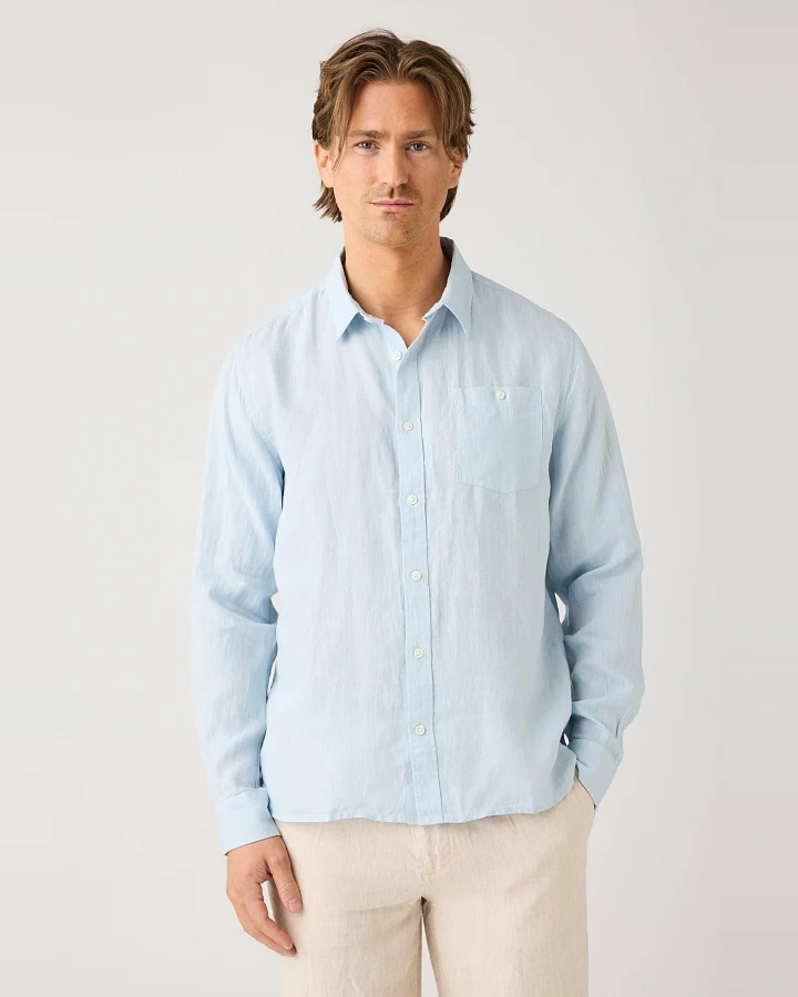 KnowledgeCotton Apparel Herren vegan Hemd Custom Fit Skyway Hellblau
