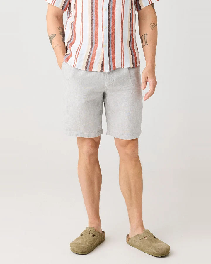KnowledgeCotton Apparel Herren vegan Shorts Lose Leinen Ultimate Grau