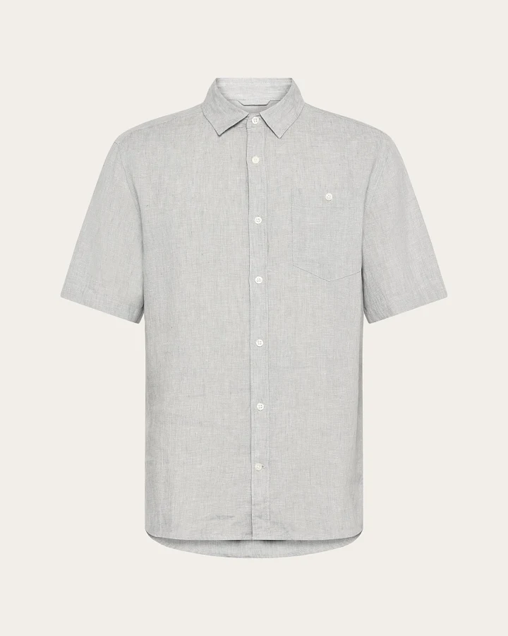 KnowledgeCotton Apparel Herren vegan Kurzarmhemd Custom Fit Ultimate Grau