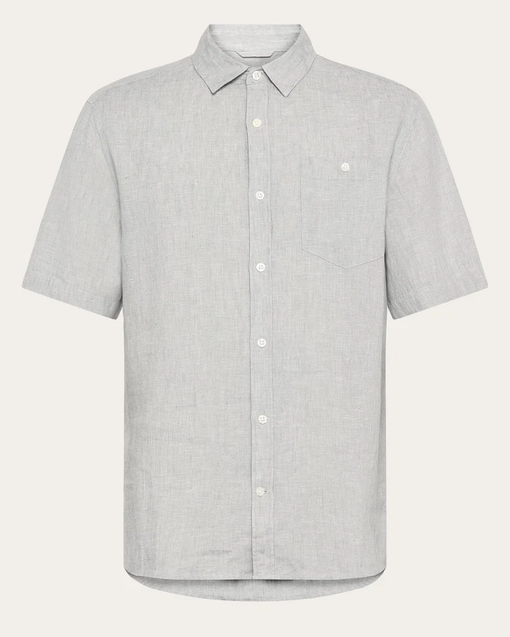 KnowledgeCotton Apparel Herren vegan Kurzarmhemd Custom Fit Ultimate Grau
