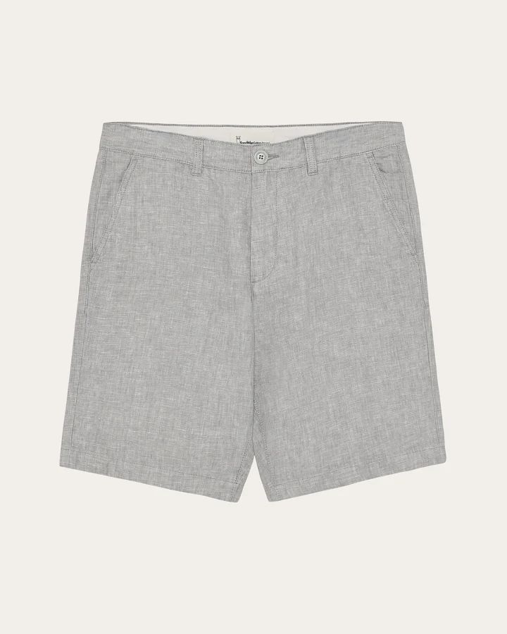 KnowledgeCotton Apparel Herren vegan Shorts Chuck Regular Leinen Ultimate Grau