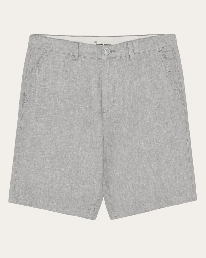 KnowledgeCotton Apparel Herren vegan Shorts Chuck Regular Leinen Ultimate Grau