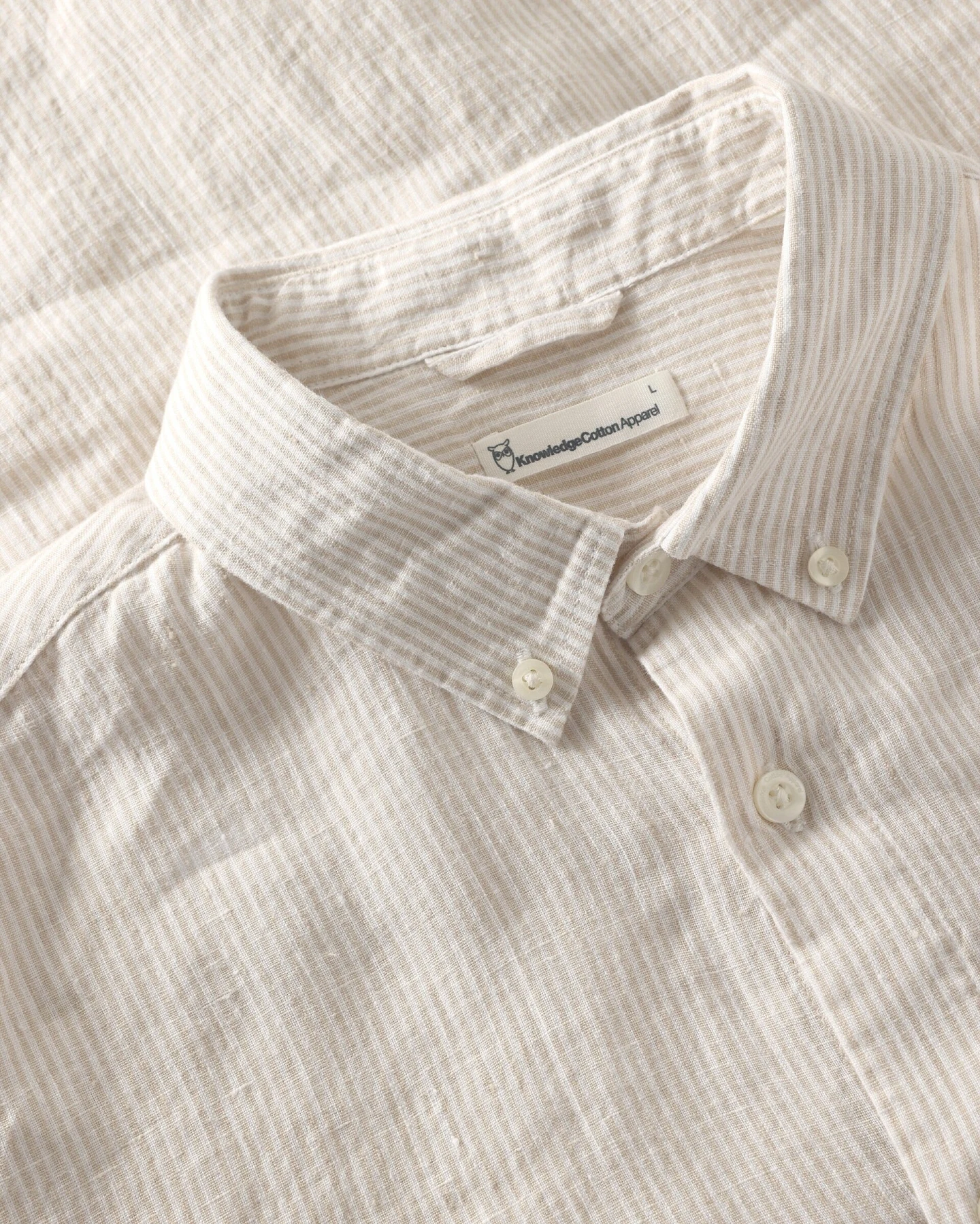 KnowledgeCotton Apparel Herren vegan Shirt Stripe Light Feather Gray – Ansicht 2