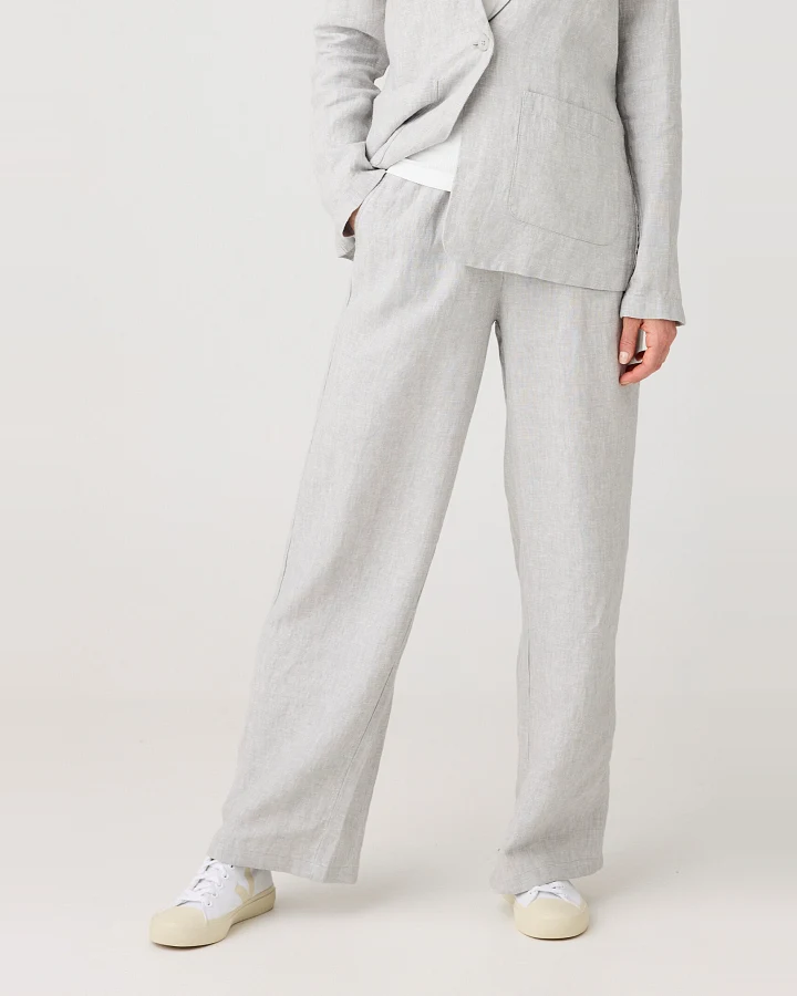 KnowledgeCotton Apparel Damen vegan Hose Posey Wide Leinen Ultimate Grau