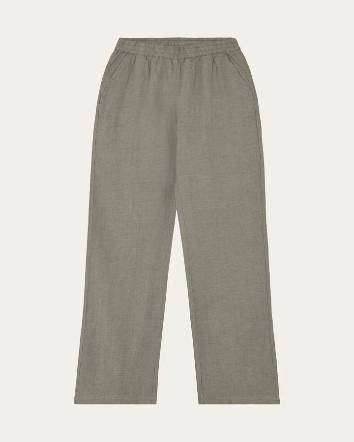 KnowledgeCotton Apparel Damen vegan Hose Damen Posey Wide Leinen Twill Yarndyed Beige