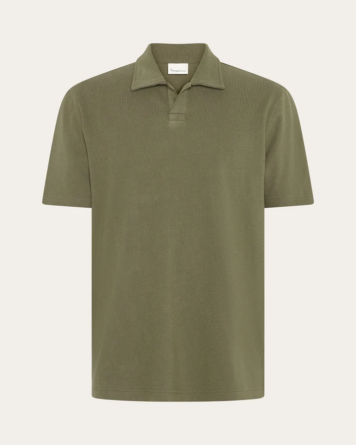 KnowledgeCotton Apparel Herren vegan Poloshirt Terry Burned Olive