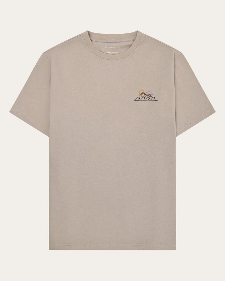 KnowledgeCotton Apparel Herren vegan T-Shirt Chest Print Light Feather Gray