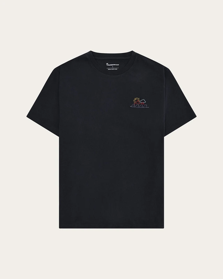 KnowledgeCotton Apparel Herren vegan T-Shirt Chest Print Night Sky Navy