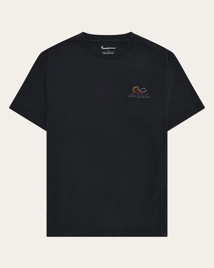 KnowledgeCotton Apparel Herren vegan T-Shirt Chest Print Night Sky Navy