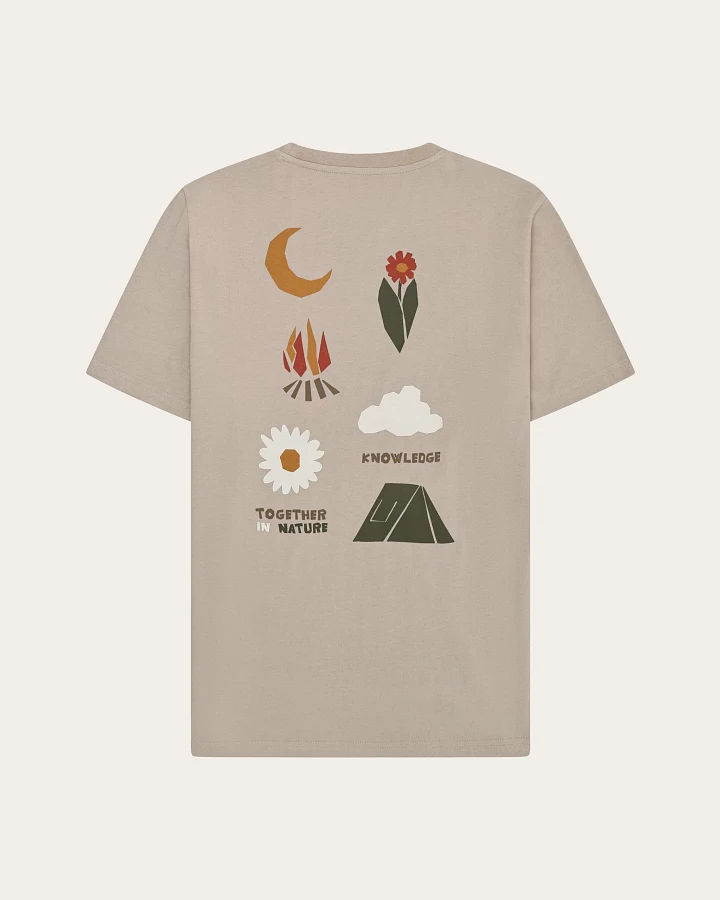 KnowledgeCotton Apparel Herren vegan T-Shirt Herren Rücken Print Light Feather Gray