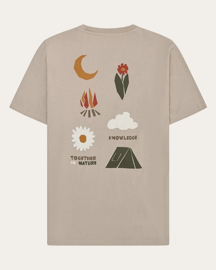 KnowledgeCotton Apparel Herren vegan T-Shirt Herren Rücken Print Light Feather Gray