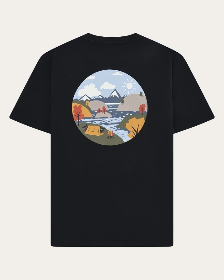 KnowledgeCotton Apparel Herren vegan T-Shirt Herren Rücken Print Night Sky Navy