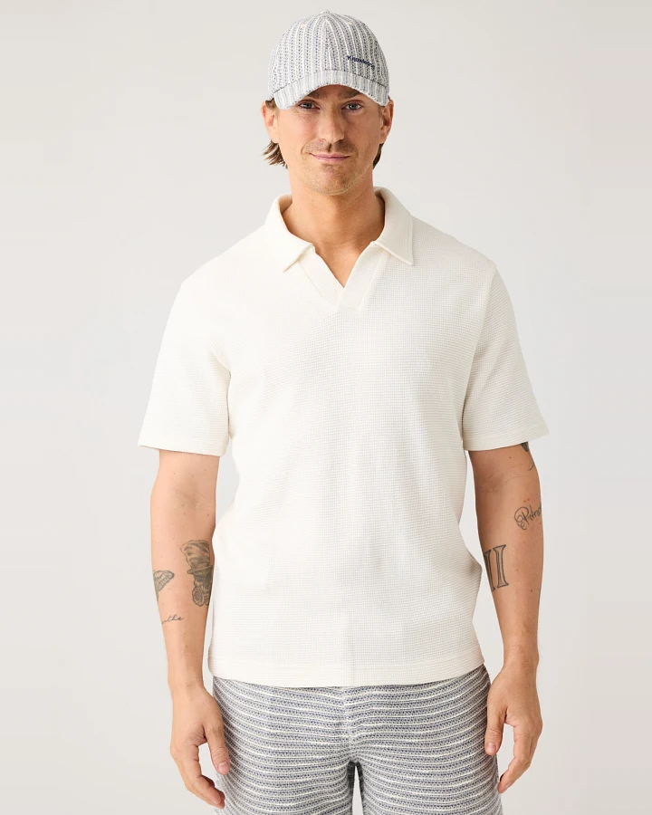 KnowledgeCotton Apparel Herren vegan Poloshirt Waffelreiher Weiß
