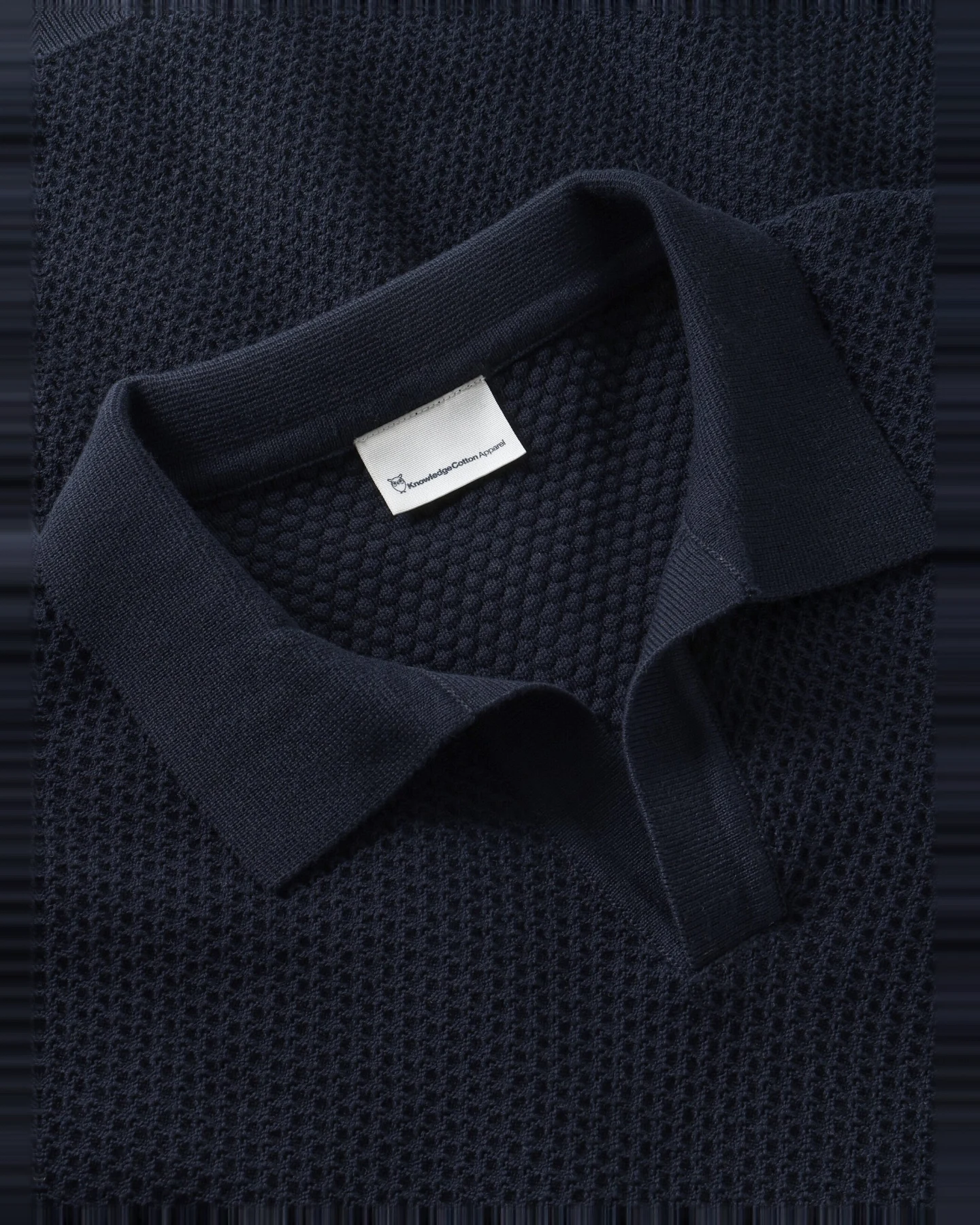 KnowledgeCotton Apparel Herren vegan Polohemd Gestrickt Night Sky Navy – Ansicht 2