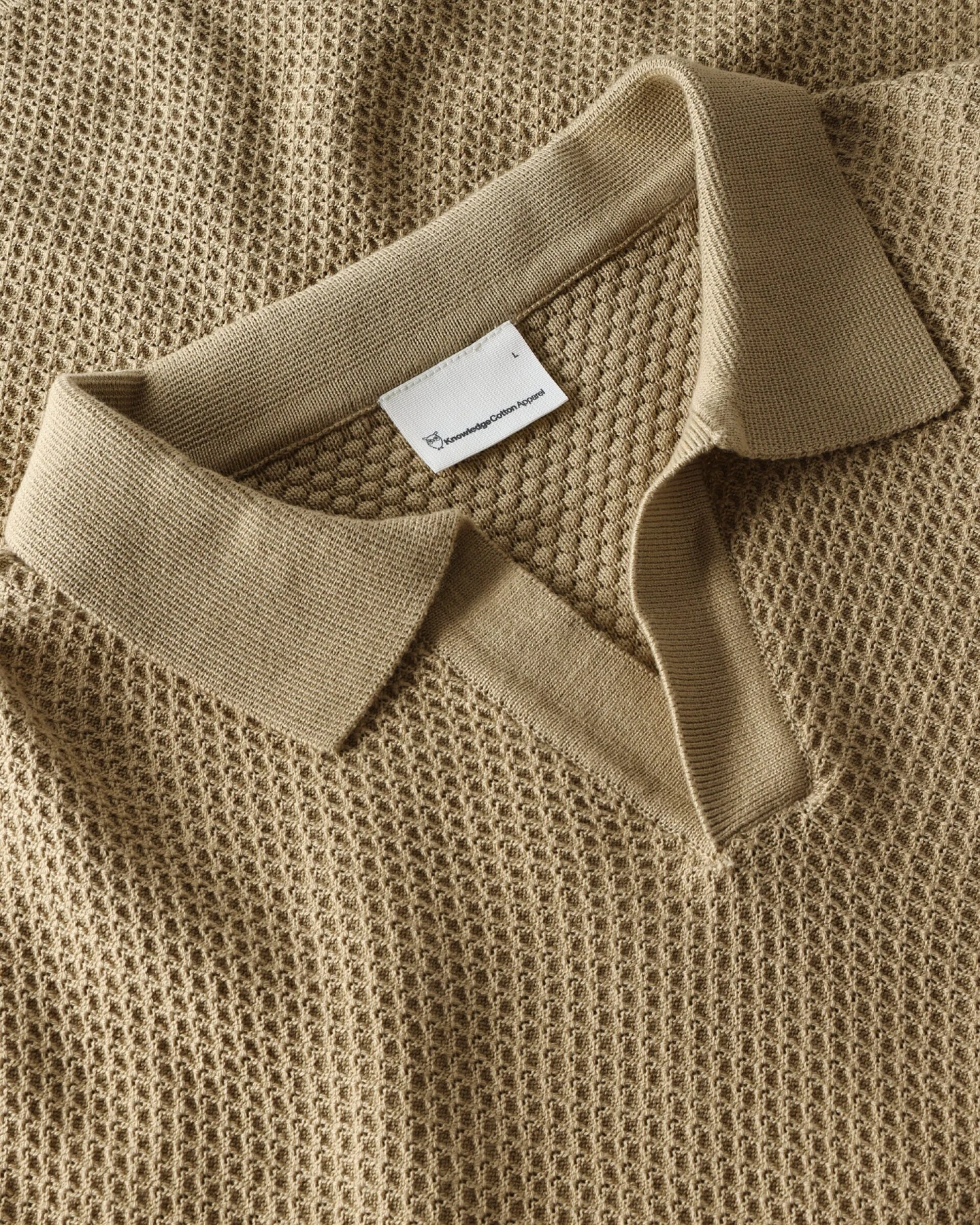 KnowledgeCotton Apparel Herren vegan Polohemd Twill Gestrickt Beige – Ansicht 2