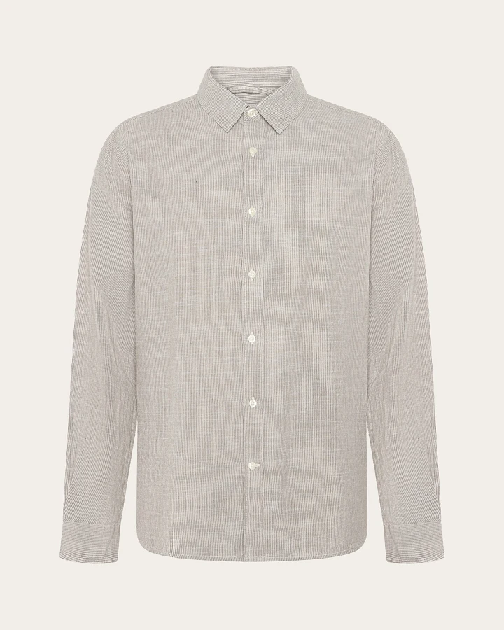 KnowledgeCotton Apparel Herren vegan Hemd Dune Regular Stripe Grün