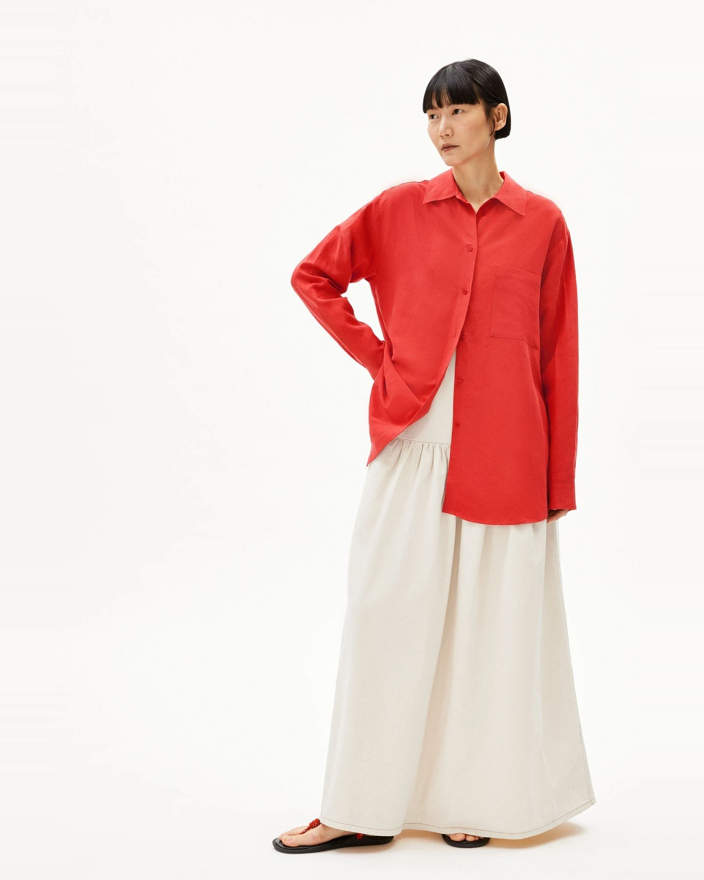 Bluse Langarm Maalgaa Lino Rot – Ansicht 2