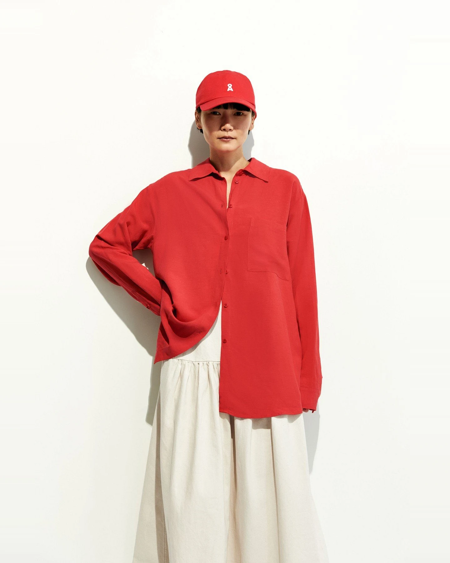 Bluse Langarm Maalgaa Lino Rot – Ansicht 4