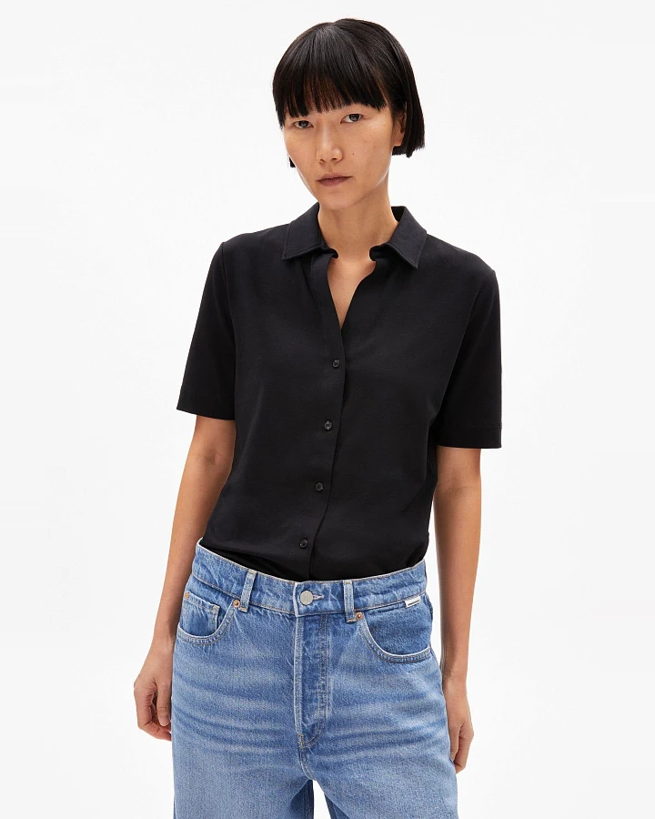 Bluse Kurzarm Nalitaa Schwarz