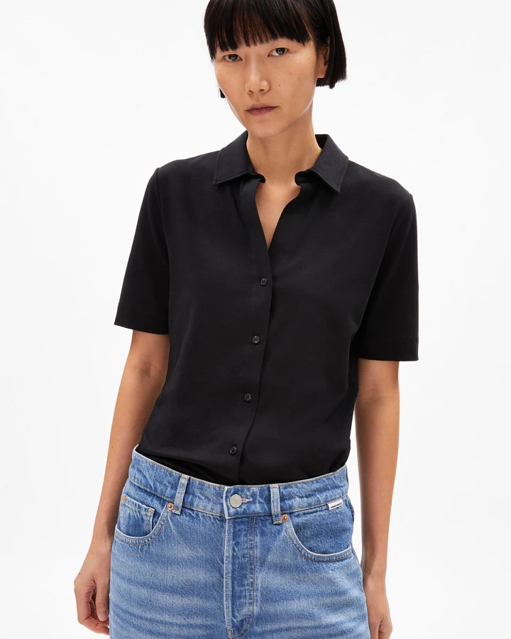 Bluse Kurzarm Nalitaa Schwarz