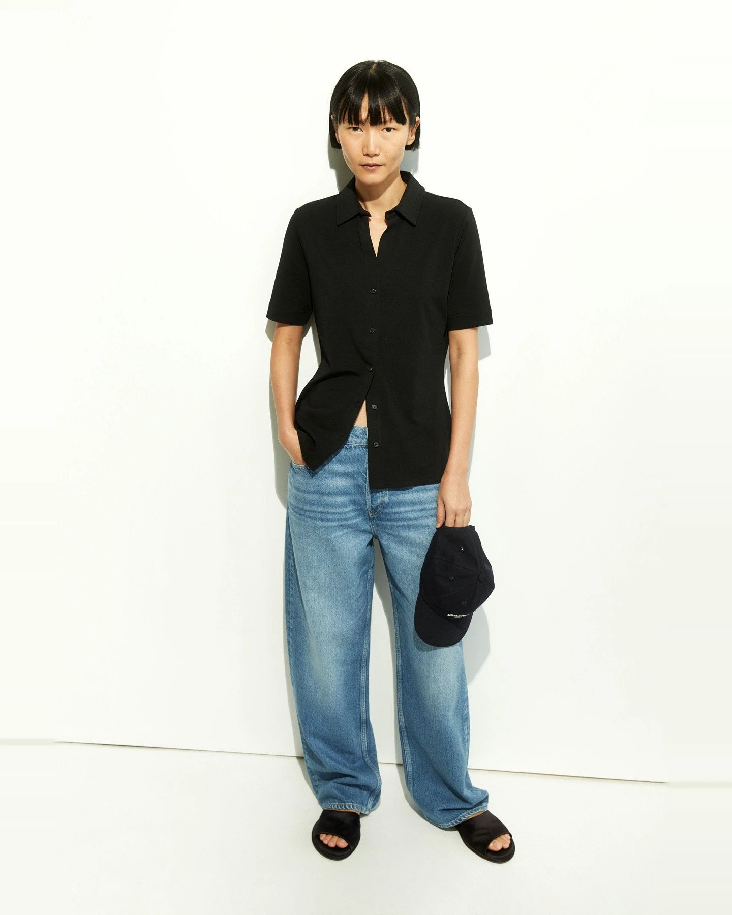 Bluse Kurzarm Nalitaa Schwarz – Ansicht 4