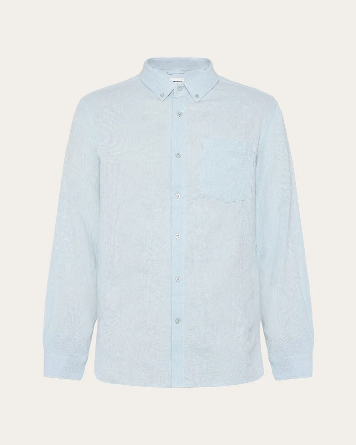 KnowledgeCotton Apparel Herren vegan Hemd Struktur Skyway Hellblau