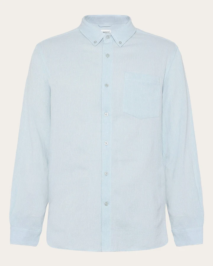 KnowledgeCotton Apparel Herren vegan Hemd Struktur Skyway Hellblau