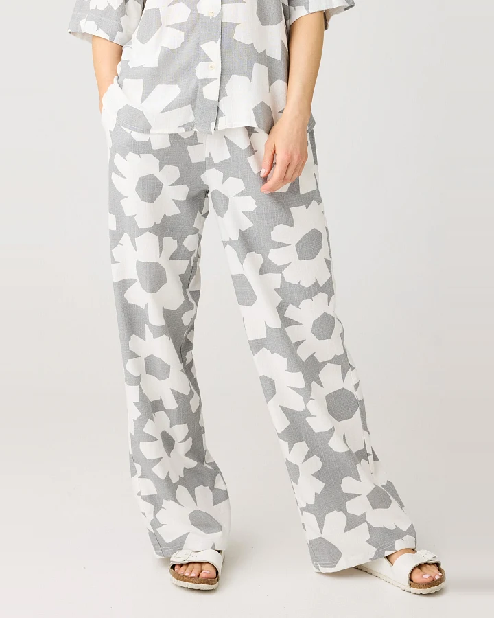 KnowledgeCotton Apparel Damen vegan Hose Posey Weit Leinen Mix Grau
