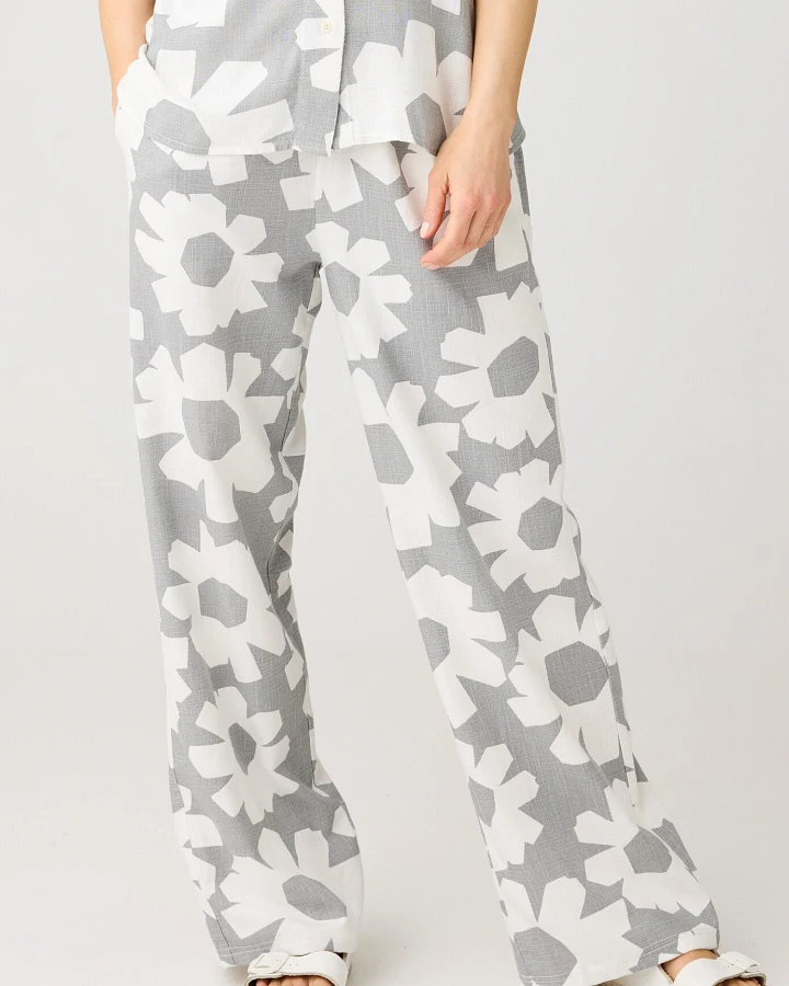 KnowledgeCotton Apparel Damen vegan Hose Posey Weit Leinen Mix Grau