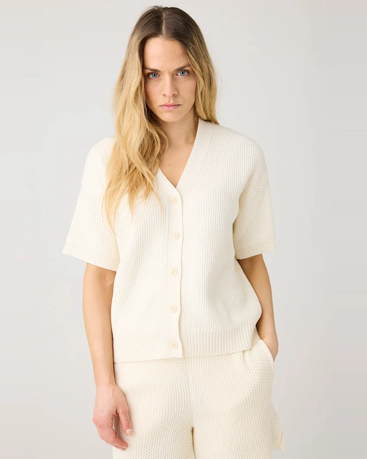 KnowledgeCotton Apparel Damen vegan Strickjacke Egret Weiß