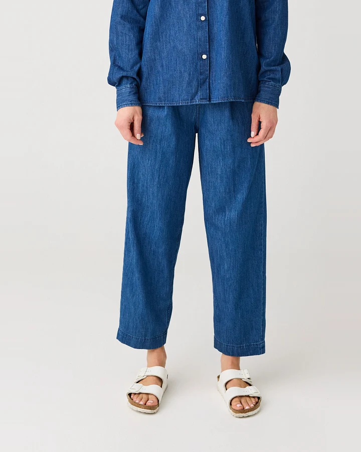KnowledgeCotton Apparel Damen vegan Denim-Hose Dunkelblau
