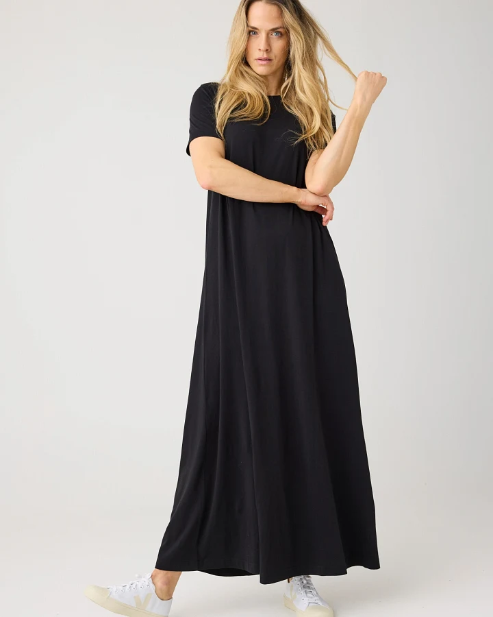 KnowledgeCotton Apparel Damen vegan Maxikleid Jersey Black Jet