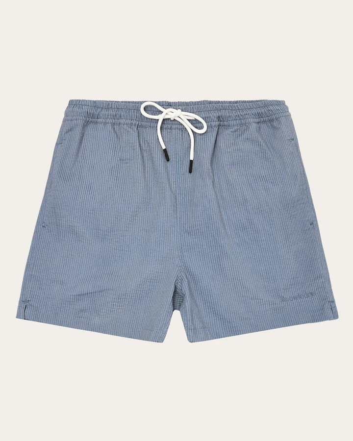 KnowledgeCotton Apparel Herren vegan Badeshorts Mid Thigh Seersucker Vintage Indigo