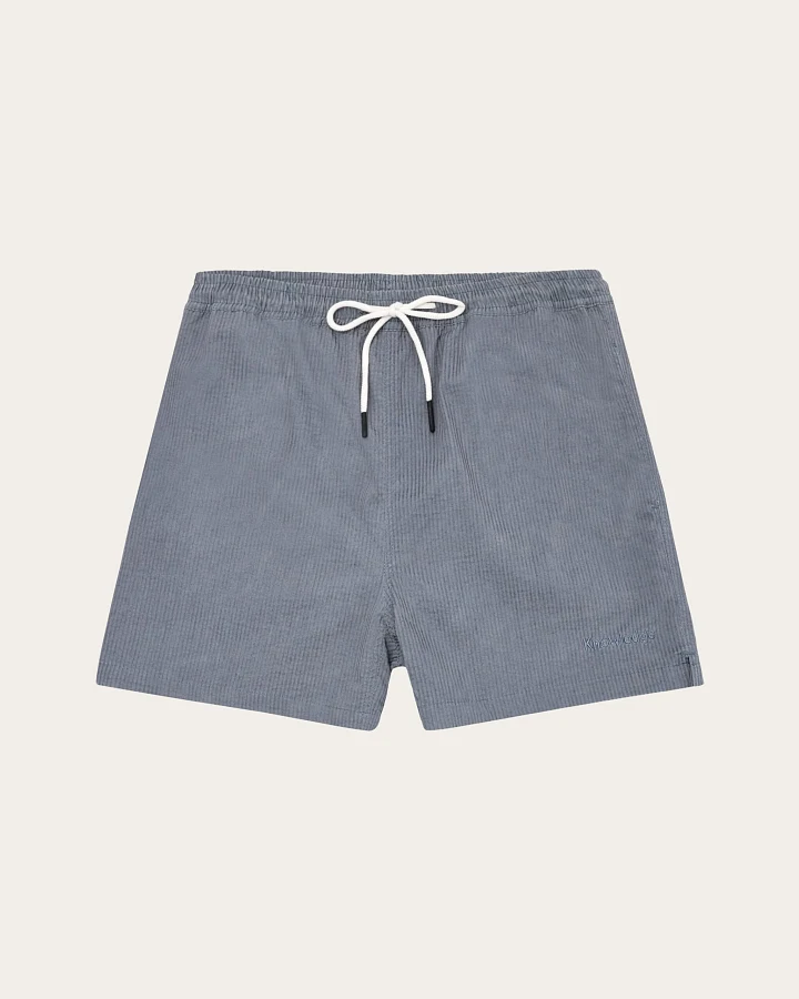 KnowledgeCotton Apparel Herren vegan Badeshorts Mid Thigh Seersucker Night Sky Navy