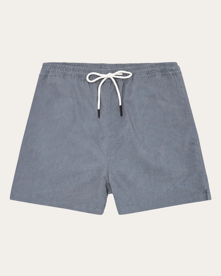KnowledgeCotton Apparel Herren vegan Badeshorts Mid Thigh Seersucker Night Sky Navy