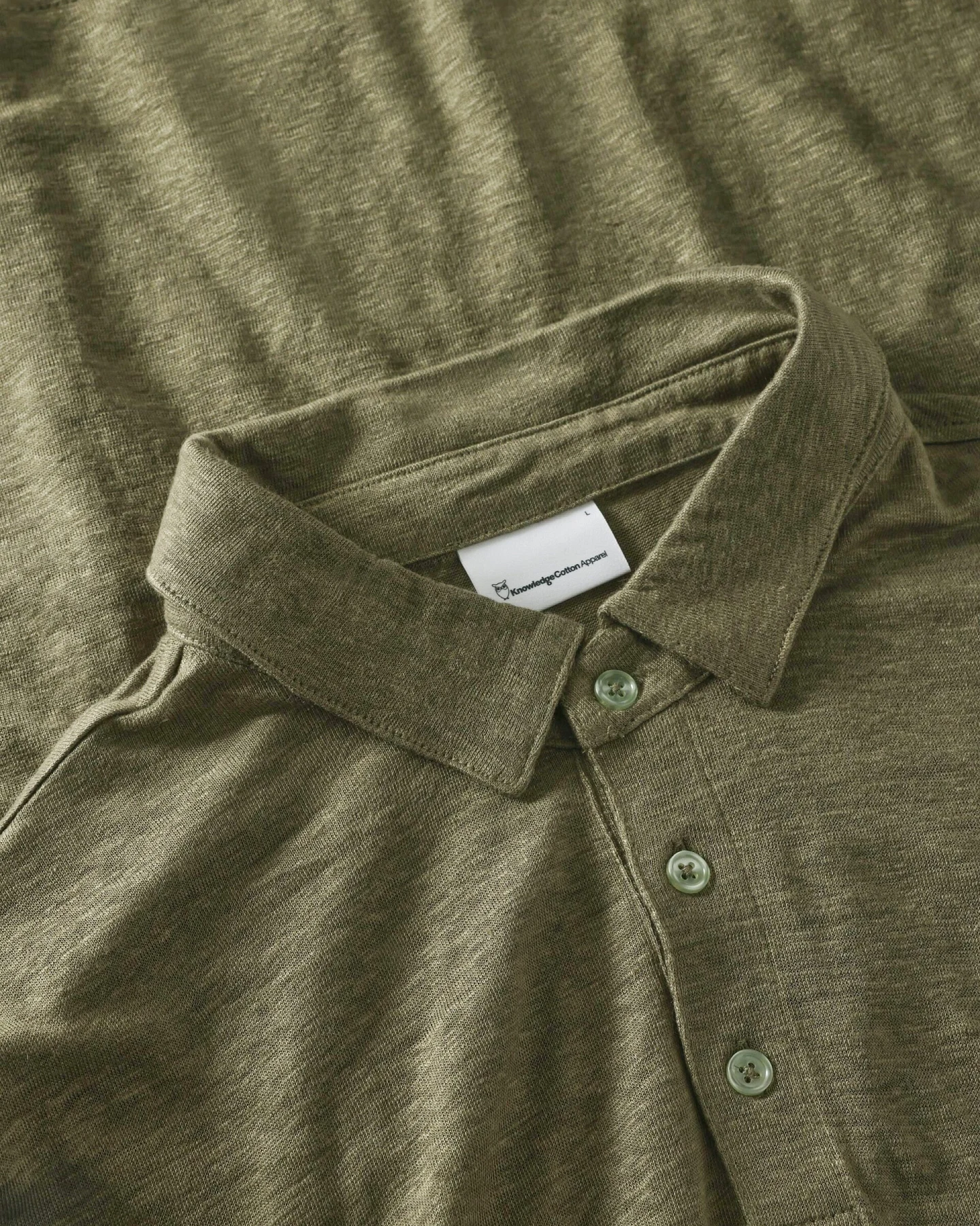 KnowledgeCotton Apparel Herren vegan Polohemd Gebrannte Olive – Ansicht 2