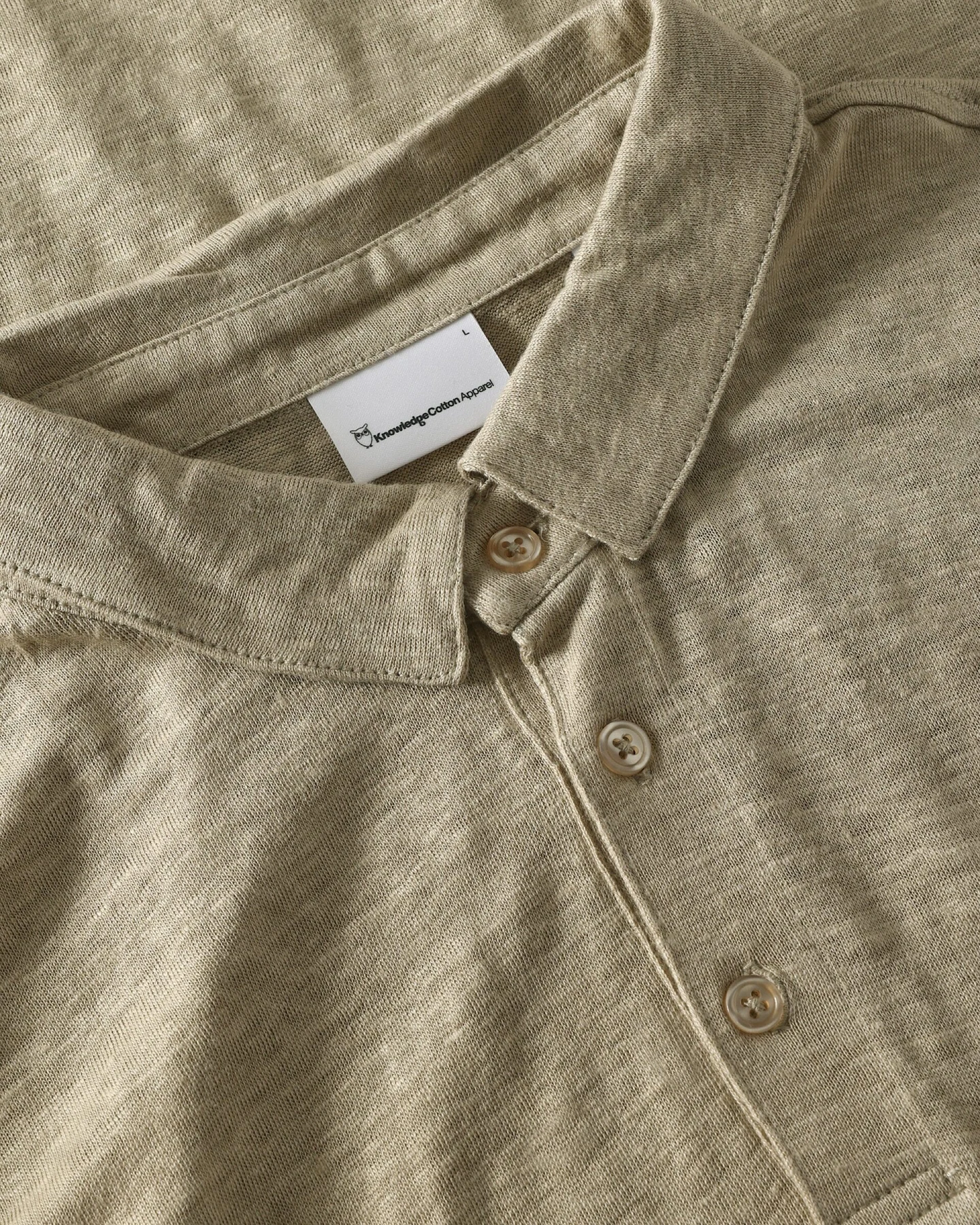 KnowledgeCotton Apparel Herren vegan Polohemd Twill Beige – Ansicht 2