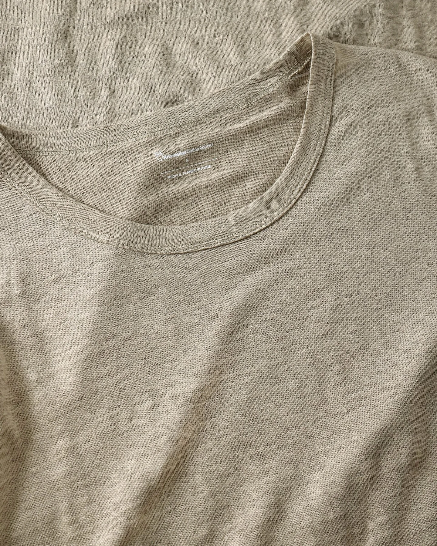 KnowledgeCotton Apparel Damen vegan T-Shirt Kleid Leinen Twill Beige – Ansicht 2