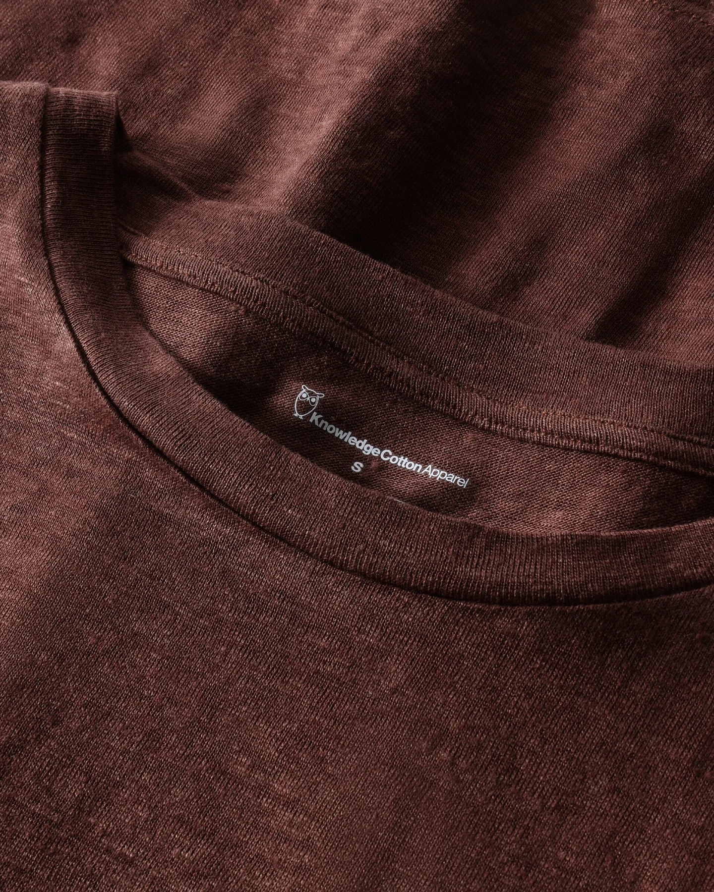 KnowledgeCotton Apparel Damen vegan T-Shirt Reg Linen Shaved Chocolate – Ansicht 2