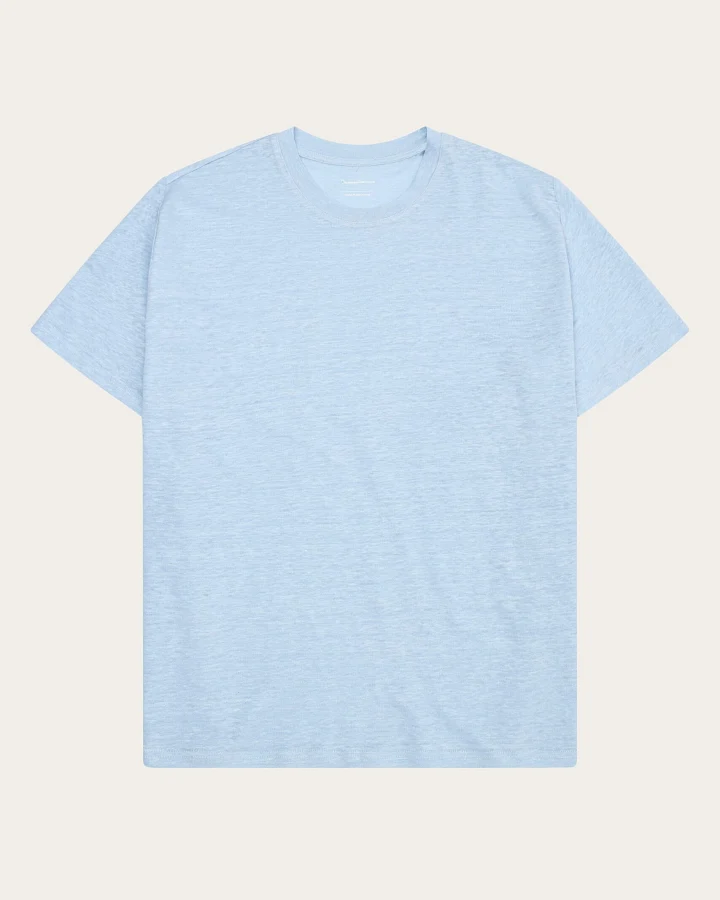 KnowledgeCotton Apparel Herren vegan T-Shirt Herren Leinen Skyway Hellblau