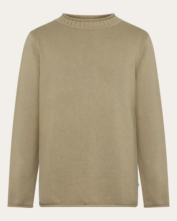 KnowledgeCotton Apparel Herren vegan Pullover Herren Rundhalsausschnitt Twill Beige