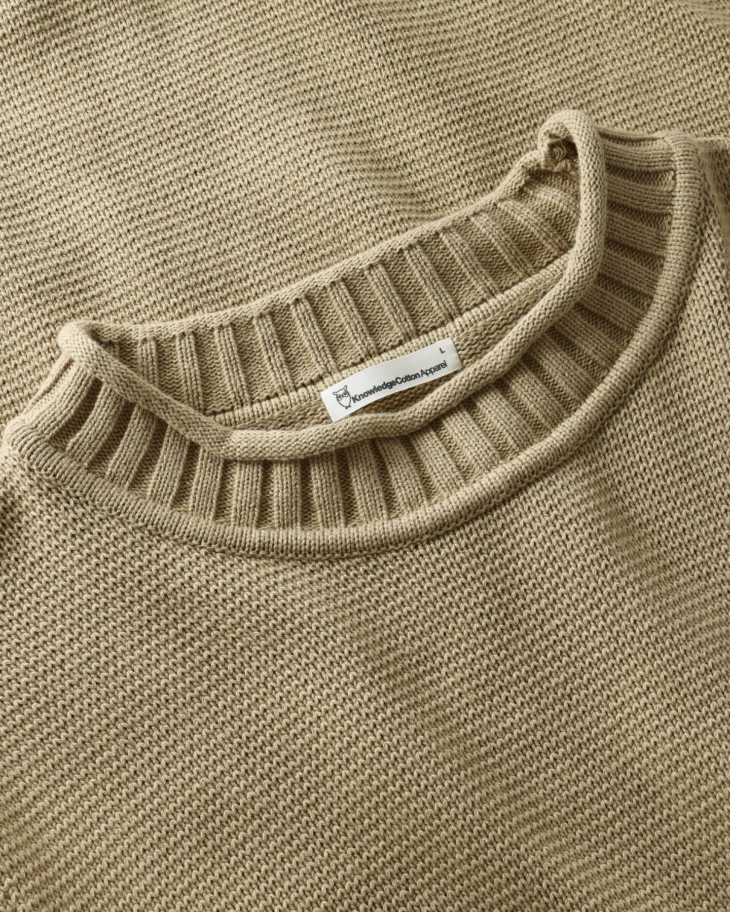 KnowledgeCotton Apparel Herren vegan Pullover Herren Rundhalsausschnitt Twill Beige – Ansicht 2