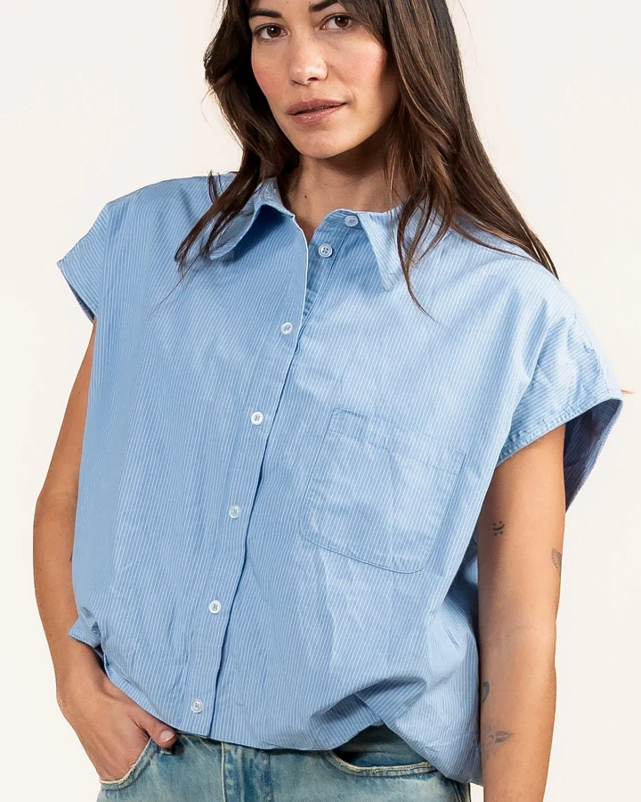Kuyichi Damen vegan Bluse Dilek Blau