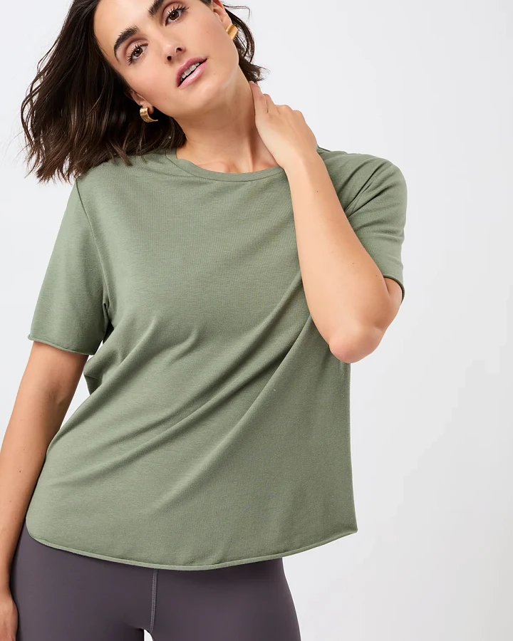 MANDALA Damen vegan T-Shirt Halfmoon Holzkohle Grün