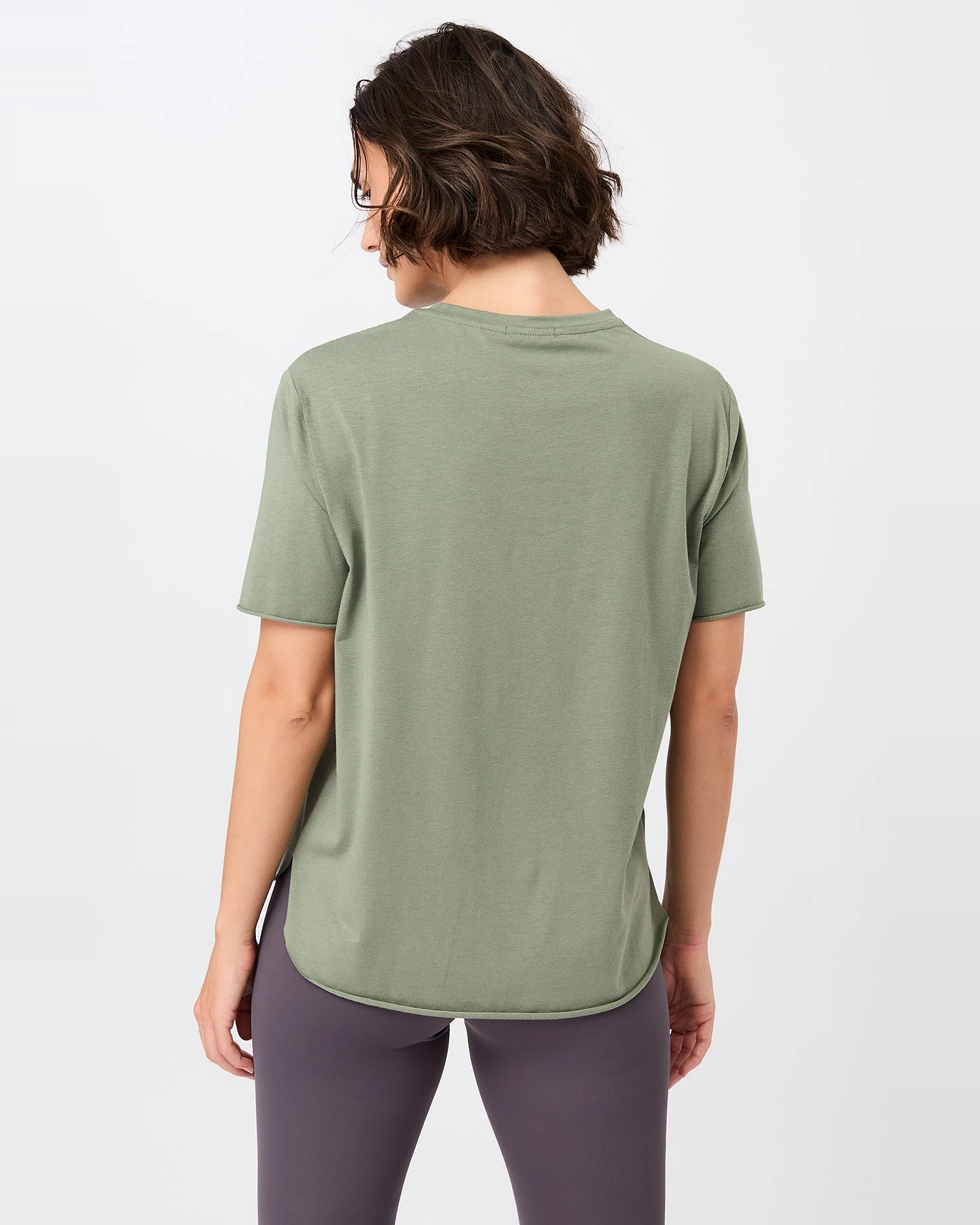MANDALA Damen vegan T-Shirt Halfmoon Holzkohle Grün – Ansicht 2