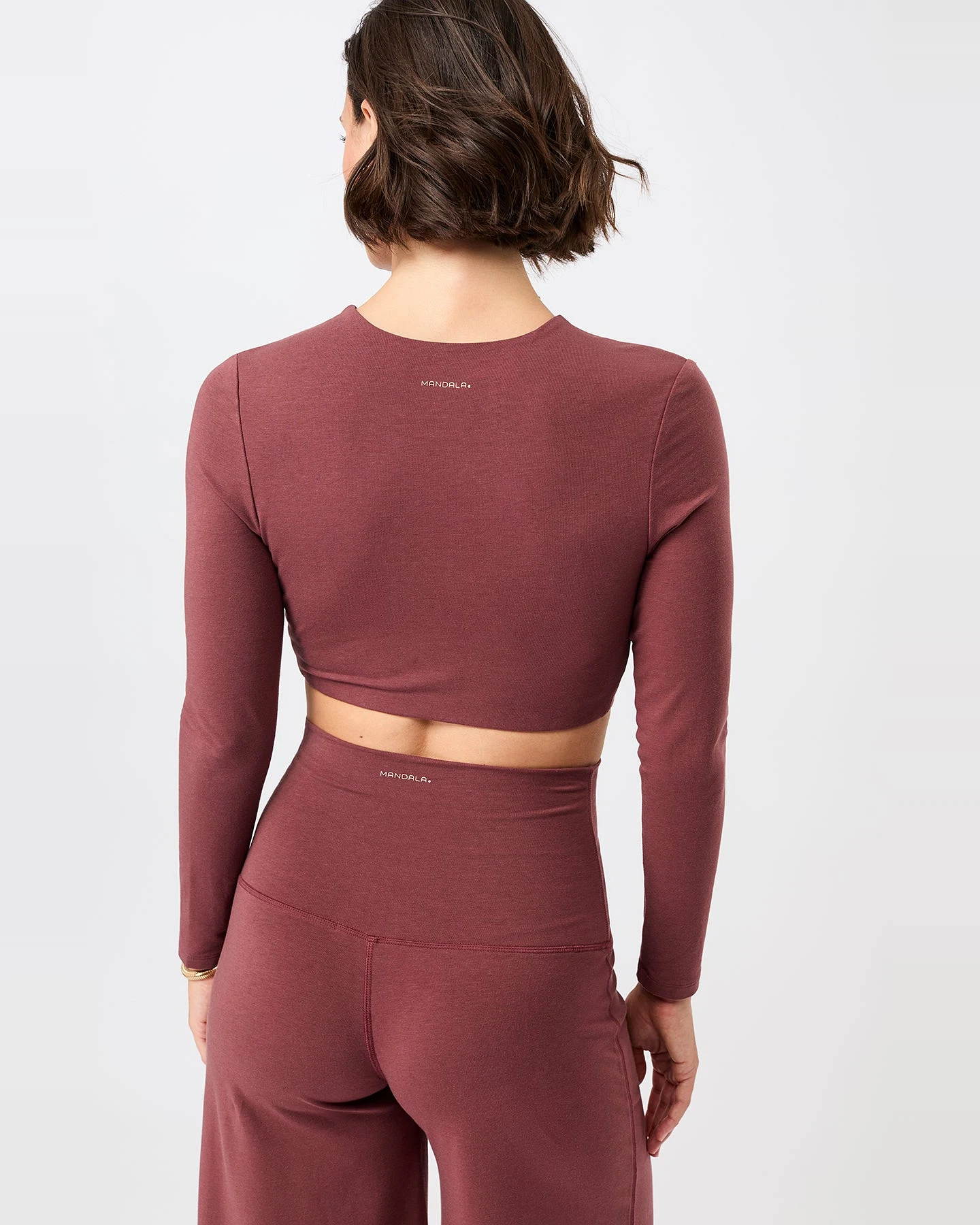 MANDALA Damen vegan Top Support Longsleeve Rosewood – Ansicht 2