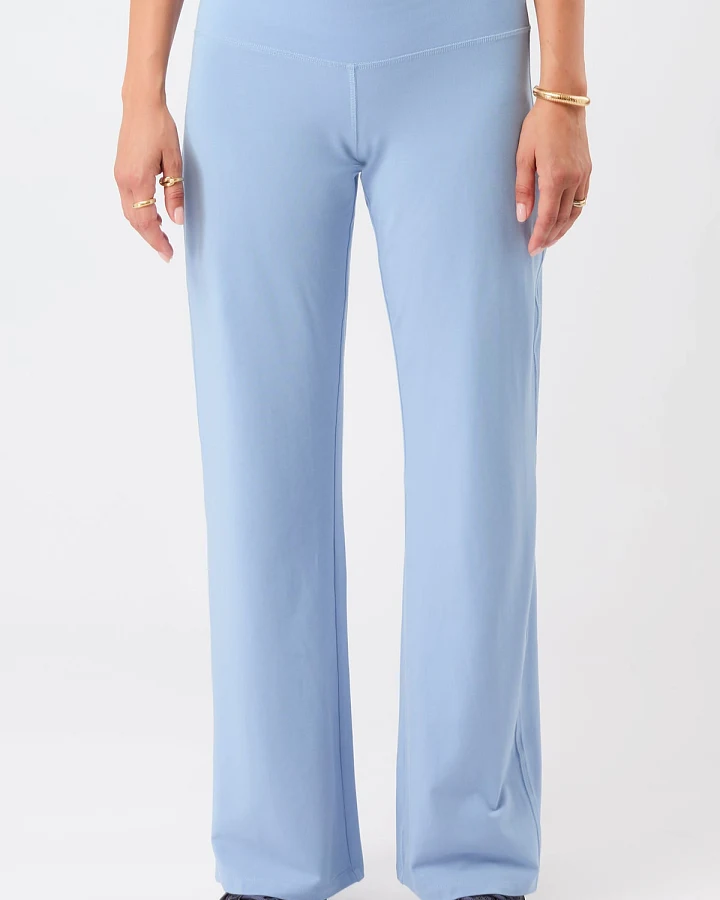 MANDALA Damen vegan Hose Weites Bein Ozon Blau