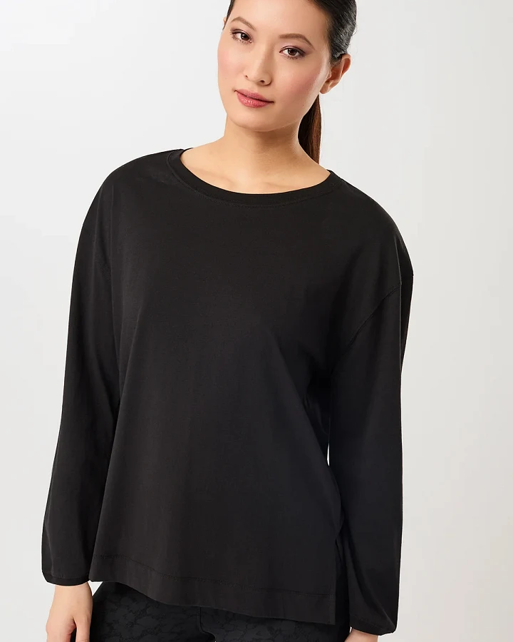 MANDALA Damen vegan Longsleeve Weit Schwarz