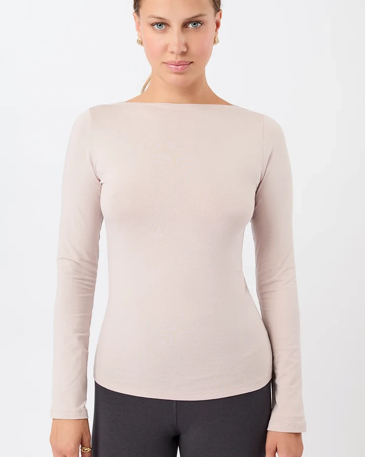 MANDALA Damen vegan Top Basic Longsleeve Sheer Pink