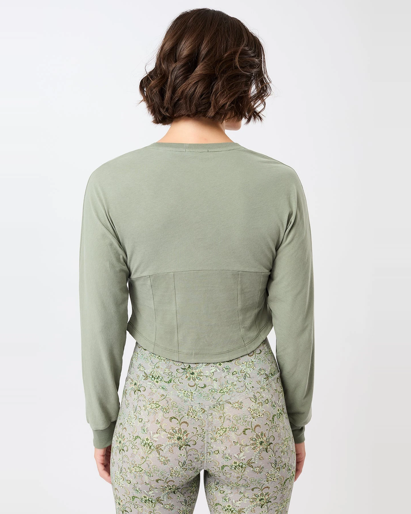 MANDALA Damen vegan Pullover Soft Charcoal Grün – Ansicht 2